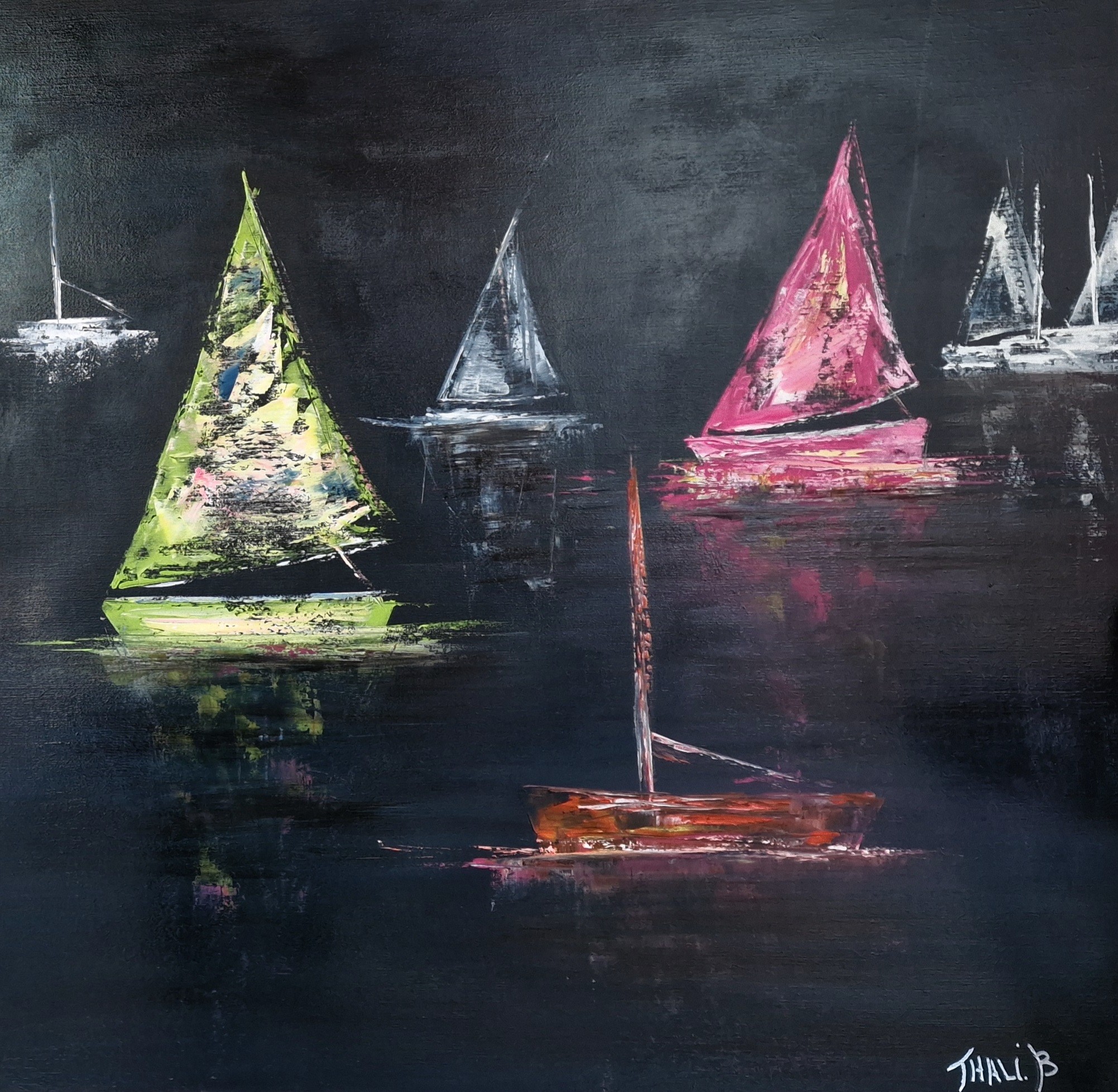 Régate de nuit, 80 sur 80 cm, 1100€